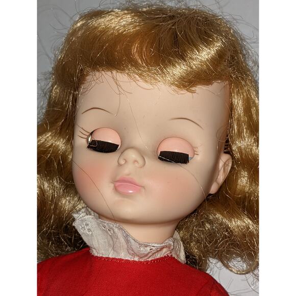 Vintage 1965 17" Effanbee Doll #1700 Original Bonnet Red Floral Dress Mint Tags - Picture 6 of 9